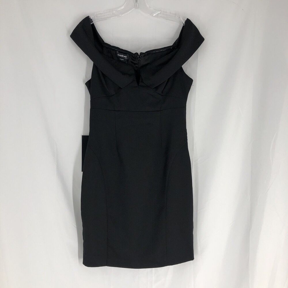 BEBE Black Ackerly V Front Midi Dress Medium